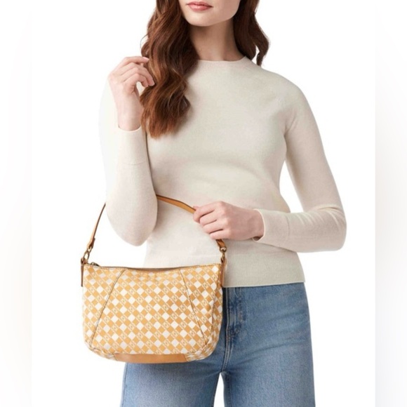 FOSSIL Top Handle SKYLER Signature Crossbody Bag Saddle/Tan Brass Hardware - Picture 8 of 16